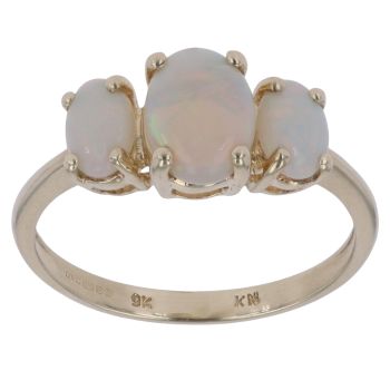 9ct Yellow Gold Opal Three Stone Ring