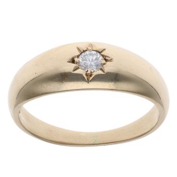 9ct Yellow Gold 0.15ct Diamond Solitaire Signet Ring