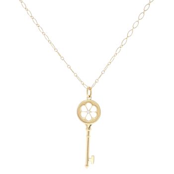 Tiffany & Co 18ct Yellow Gold 0.02ct Diamond Key Pendant And Chain 18"