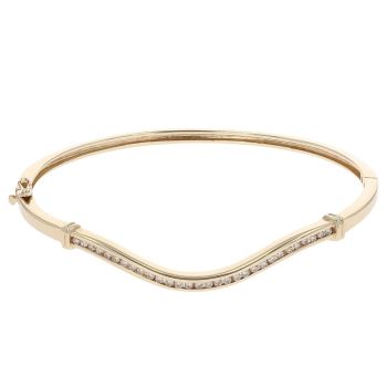 9ct Yellow Gold 0.45ct Diamond Wave Hinged Bangle