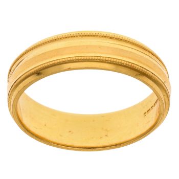 22ct Yellow Gold Patterned 5.4mm Wedding Band
