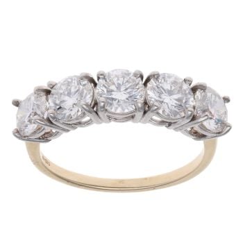 9ct Yellow Gold 3.65ct Lab Grown Brilliant Cut Diamond Five Stone Ring