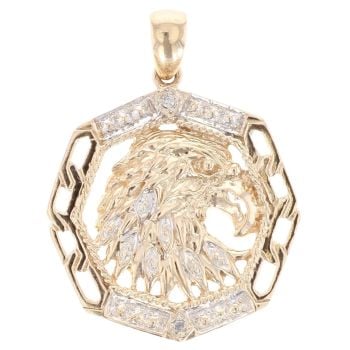 9ct Yellow Gold 0.01ct Diamond Eagle Pendant
