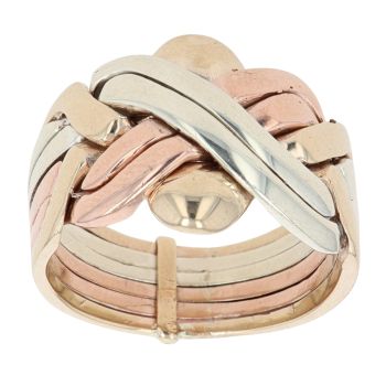 9ct Yellow, White And Rose Gold Six Piece Puzzle Ring