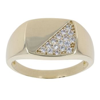 9ct Yellow Gold Cubic Zirconia Signet Ring