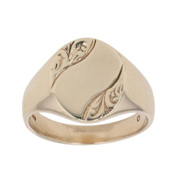 9ct Yellow Gold Patterned Signet Ring