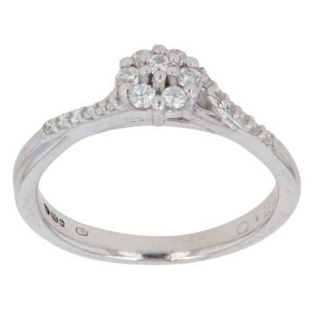 9ct White Gold 0.22ct Brilliant Cut Diamond Cluster Ring