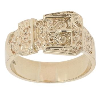 9ct Yellow Gold Scrollwork Patterned Buckle Ring