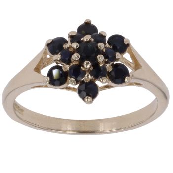 9ct Yellow Gold Sapphire Cluster Ring