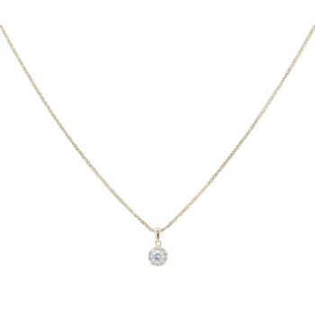 14ct Yellow Gold Cubic Zirconia Cluster Pendant and Chain 20"