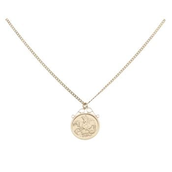 9ct Yellow Gold St George Pendant and Chain 22"