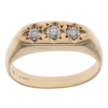 18ct Yellow Gold 0.40ct Diamond Trilogy Signet Ring