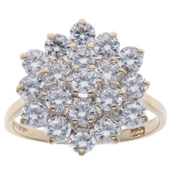 9ct Yellow Gold Cubic Zirconia Cluster Ring