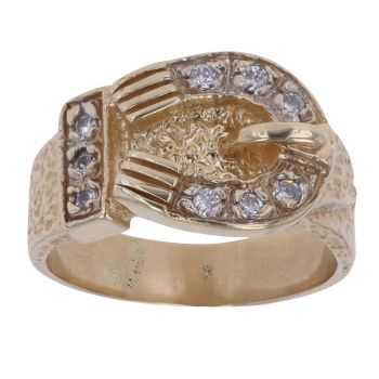 9ct Yellow Gold Cubic Zirconia Buckle Ring