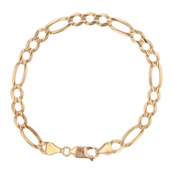 9ct Yellow Gold Figaro Bracelet 7.5"