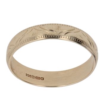 9ct Yellow Gold Patterned 3mm Wedding Band