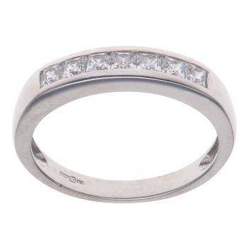 9ct White Gold Cubic Zirconia Half Eternity Ring