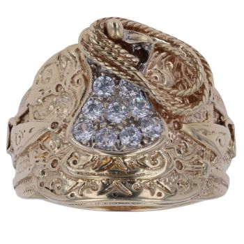 9ct Yellow Gold Cubic Zirconia Saddle Ring