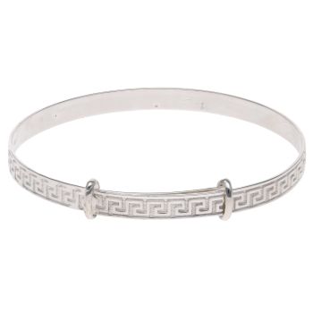 Silver Child's Greek Key Expanding Bangle By Icesia
