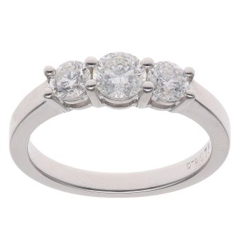 18ct White Gold 0.75ct Brilliant Cut Diamond Graduated Trilogy Ring