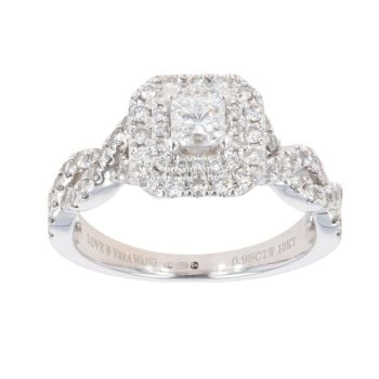 18ct White Gold 0.95ct Princess And Brilliant Cut Diamond Cluster Ring