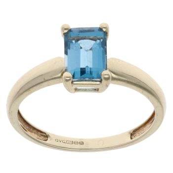 9ct Yellow Gold Blue Topaz Solitaire Ring