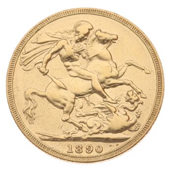 1890 Victoria Jubilee Head Australia Full Sovereign Coin