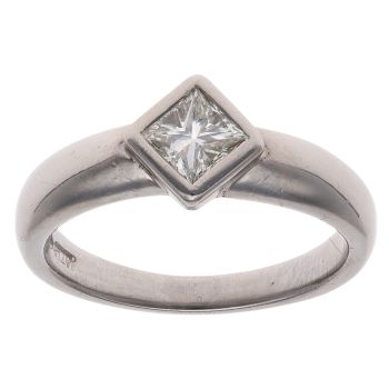 Platinum 0.40ct Princess Cut Diamond Solitaire Ring