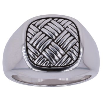 Silver Woven Square Signet Ring By Icesia