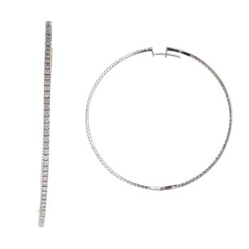 18ct White Gold 1.50ct Brilliant Cut Diamond Large Hoop Earrings