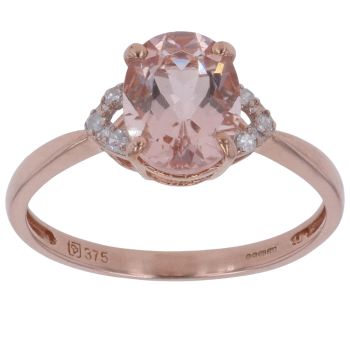 9ct Rose Gold 0.05ct Diamond and Morganite Single Stone Ring