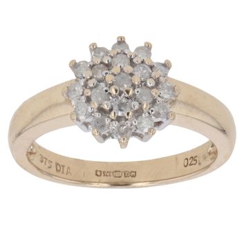 9ct Yellow Gold 0.25ct Brilliant Cut Diamond Cluster Ring