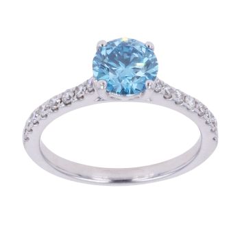 18ct White Gold 1.20ct Vivid Blue and Colourless Brilliant Cut Lab Grown Diamond Solitaire Ring