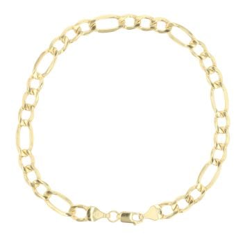 9ct Yellow Gold Figaro Bracelet 7.5"