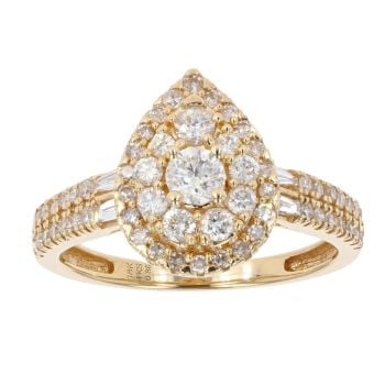 18ct Yellow Gold 0.86ct Diamond Cluster Ring