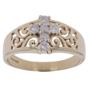 9ct Yellow Gold 0.25ct Brilliant Cut Diamond Cross Fancy Ring