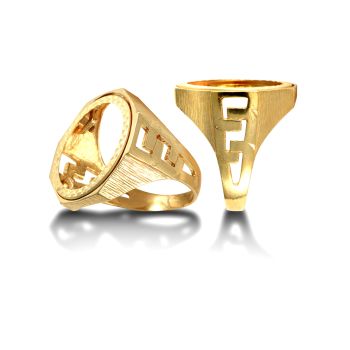 9ct Yellow Gold Octagonal ID Half Sovereign Ring Mount