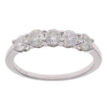 14ct White Gold 1.00ct Brilliant Cut Diamond Five Stone Ring