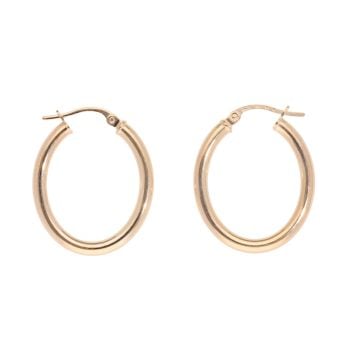 9ct Yellow Gold Oval Hoop Earrings