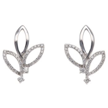 18ct White Gold 0.25ct Brilliant Cut Diamond Leaf Earrings