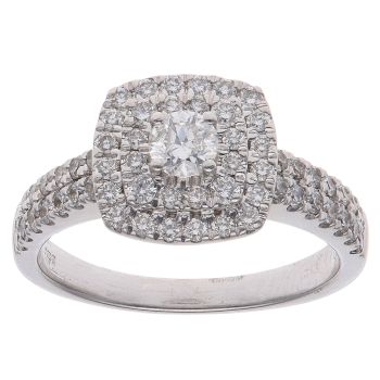 18ct White Gold 1.00ct Brilliant Cut Diamond Cluster Ring
