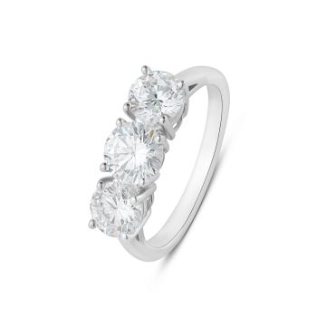 9ct White Gold 2.00ct Lab Grown Diamond Trilogy Ring G VS And Lab Grown