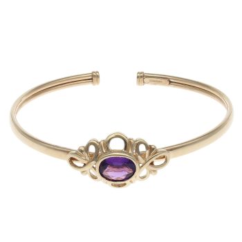 9ct Yellow Gold Amethyst Fancy Bangle