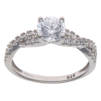 9ct White Gold Cubic Zirconia Single Stone Ring