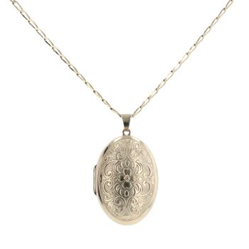 9ct Yellow Gold Floral Patterned Locket 20"