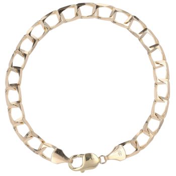 9ct Yellow Gold Square Curb Bracelet 9"