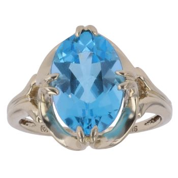 9ct Yellow Gold Blue Topaz Single Stone Ring