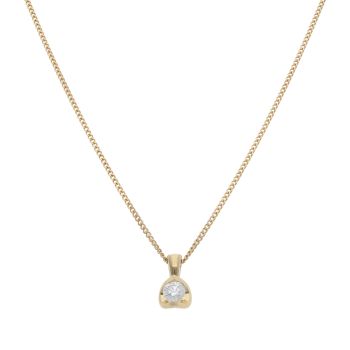 18ct Yellow Gold 0.33ct Brilliant Cut Diamond Solitaire Pendant and Chain 18"