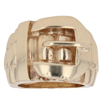 9ct Yellow Gold Patterned Buckle Ring