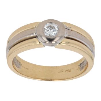 18ct Yellow And White Gold 0.15ct Diamond Solitaire Ring